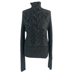 Yohji Yamamoto Grey Cable Knit Wool & Mohair Sweater S