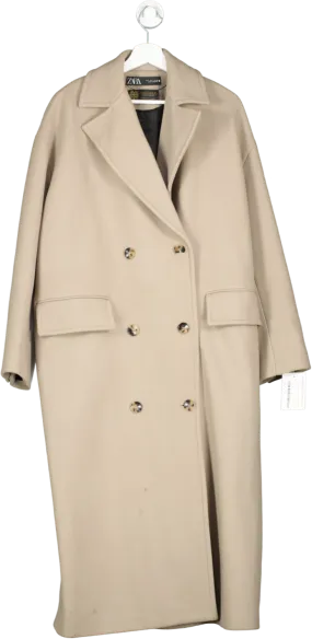 ZARA Beige Premium Warm Wool Limited Edition Coat UK L